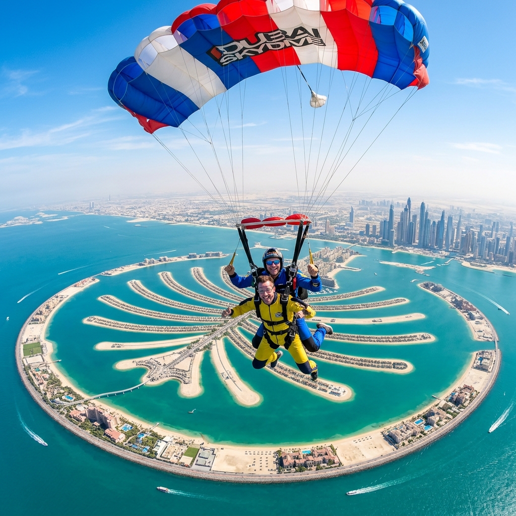 Skydiving over Palm Jumeirah